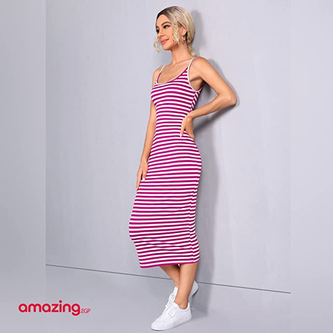 فستان ملائم الشكل مخطط