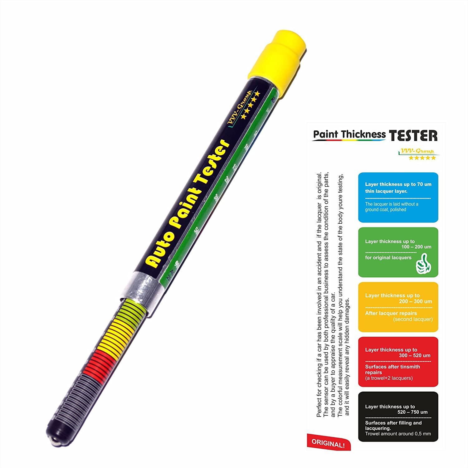 قلم كشف البوية وحوادث السيارات قياس سماكة طلاء السيارة وكشف اضرار الهيكل واختبار التصادم ومناسب لبيع السيارات المستعملة - بولندي Poland