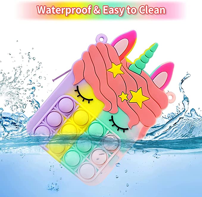 شنطة كتف بتصميم منبثق للنساء والبنات، شنط كبيرة بنمط محفظة بتصميم منبثق، شنطة انيقة مصنوعة من السيليكون، بتصميم فقاعات حسية، بطابع كرتوني