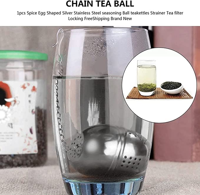 مصفاة شاي كروية الشكل، فلتر شبكي، مصفاة لابريق الشاي من الستانلس ستيل بلون فضي، فلتر شاي، ادوات المطبخ والمنزل، قطعة واحدة (4.5 سم)