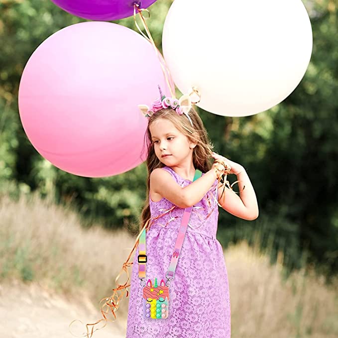 شنطة كتف بتصميم منبثق للنساء والبنات، شنط كبيرة بنمط محفظة بتصميم منبثق، شنطة انيقة مصنوعة من السيليكون، بتصميم فقاعات حسية، بطابع كرتوني