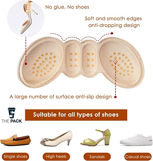 واقيات الكعب مبطنه بحبيبات مقاومة للانزلاق، ومناسبة للاحذية الكبيرة جدًا، وحشو الاحذية مُحسَّن للشعور بالراحة (بيج)