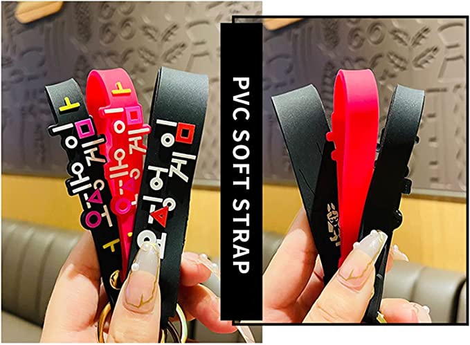 ميدالية مفاتيح شخصيات مجسمة للعبة اسكويد اكسسوارات دلايات سلسلة مفاتيح، سلسلة مفاتيح دائرية تنكرية، هدايا العاب سلسلة المفاتيح (النوع-3)