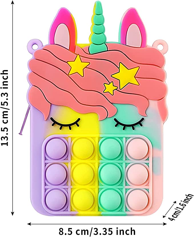 شنطة كتف بتصميم منبثق للنساء والبنات، شنط كبيرة بنمط محفظة بتصميم منبثق، شنطة انيقة مصنوعة من السيليكون، بتصميم فقاعات حسية، بطابع كرتوني