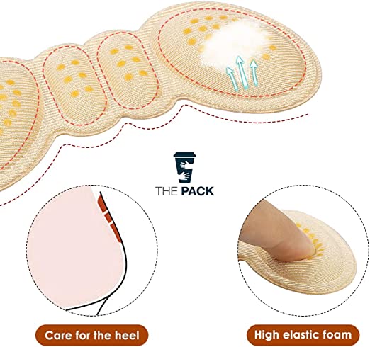 واقيات الكعب مبطنه بحبيبات مقاومة للانزلاق، ومناسبة للاحذية الكبيرة جدًا، وحشو الاحذية مُحسَّن للشعور بالراحة (بيج)