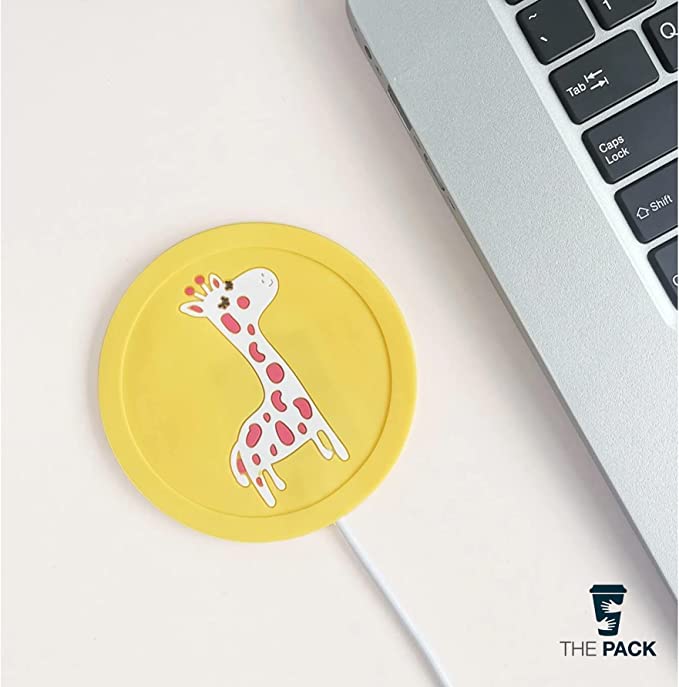كوستر تدفئة قواعد أكواب رسوم كارتون USB تدفئة حصيرة حصيرة الوسادة كوستر للمكتب (YELLOW)