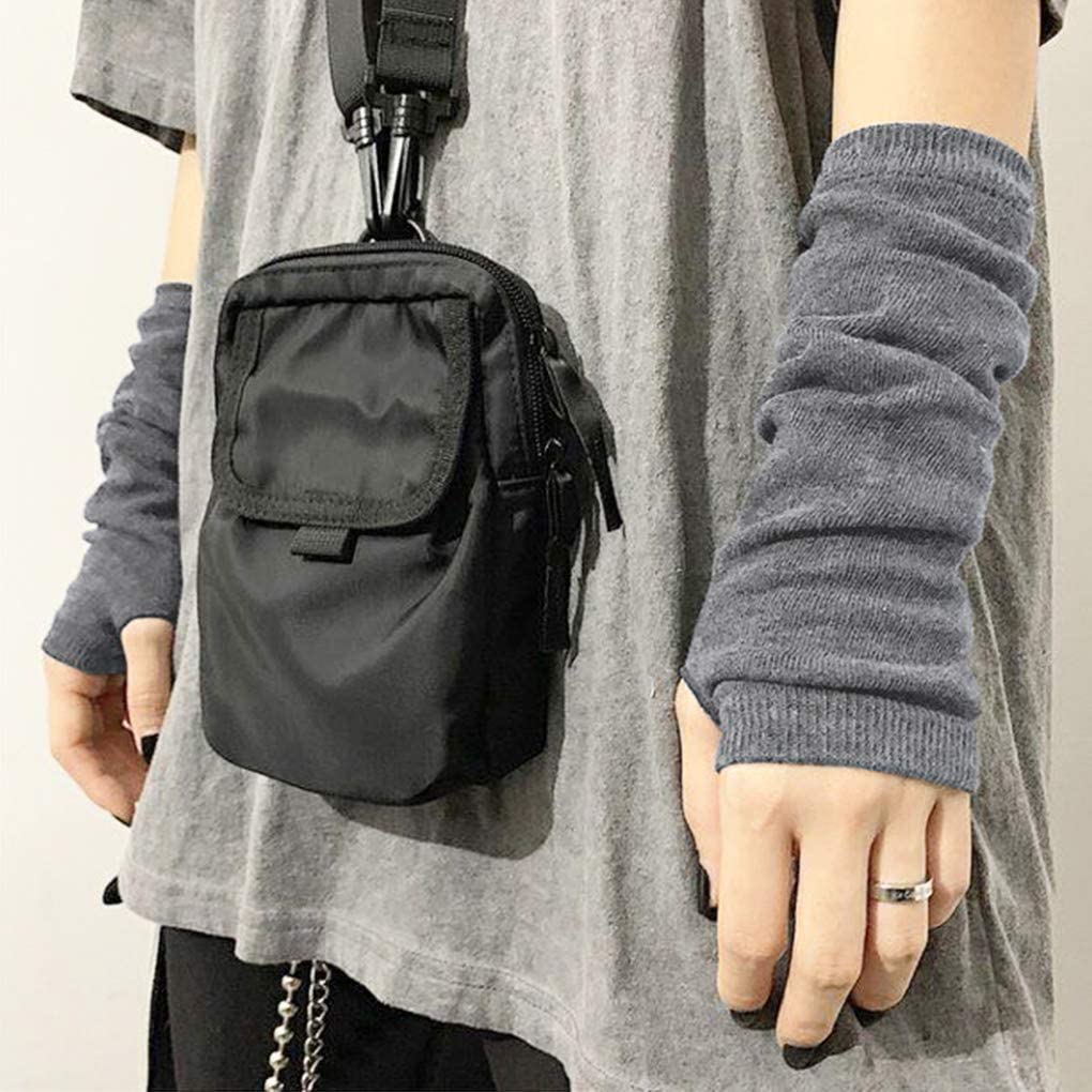 زوج من القفازات الشتوية طويلة بدون أصابع متماسكة قفازات لثقب الإبهام لتدفئة الذراع للنساء والفتيات