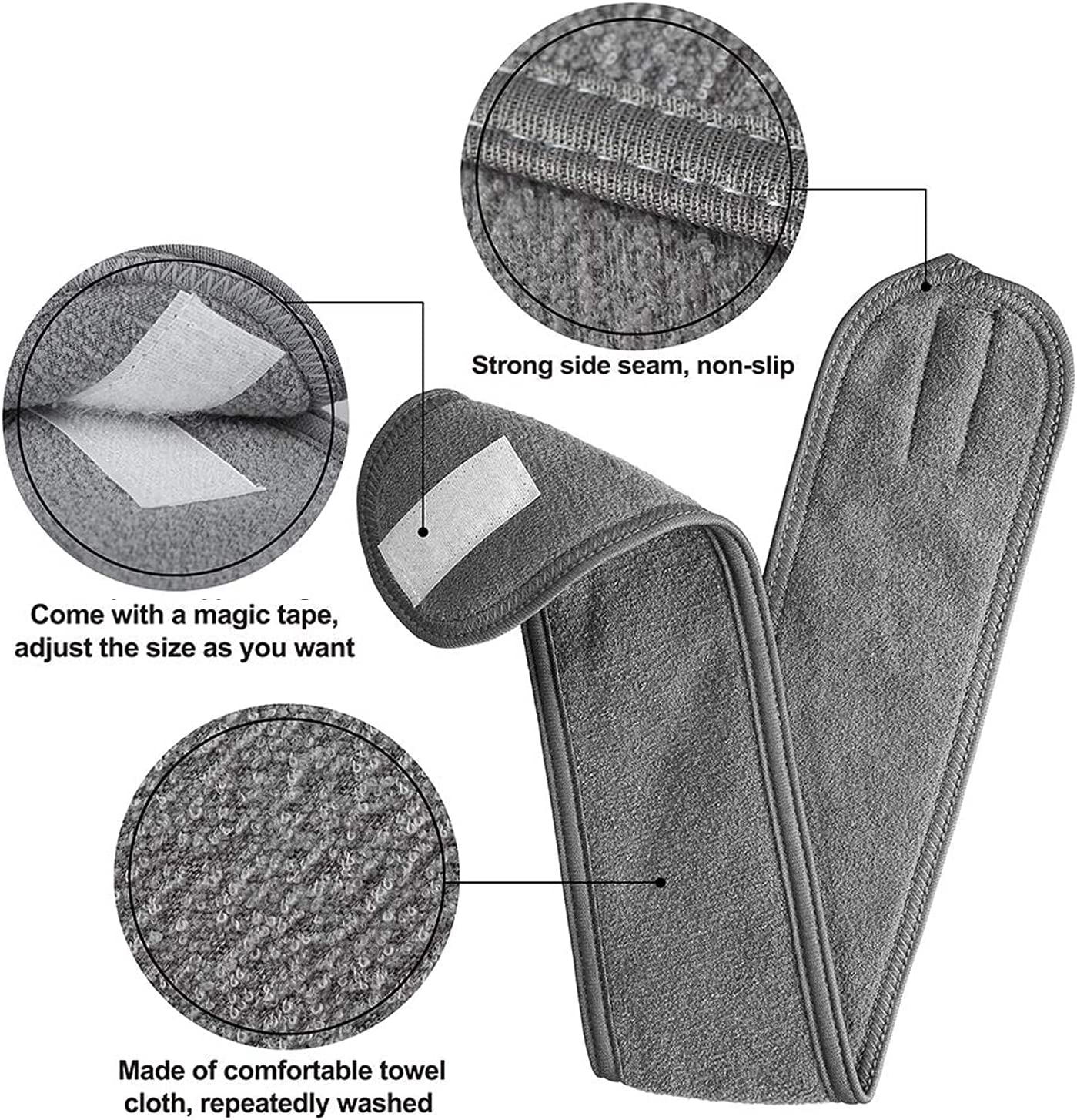عصابة رأس للوجه من بينك سبا مصنوعة من ويلاين للرأس قابلة للتعديل مع شريط سحري - 3 قطع