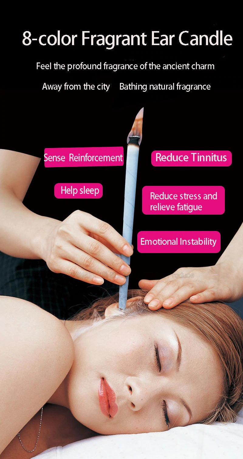اداة ازالة شمع الاذن، شمع لافندير الهندي، ازالة الروائح بالشمع، شمعة تنظيف الاذن من هوبي (4 شموع مع قرصين واقيين)