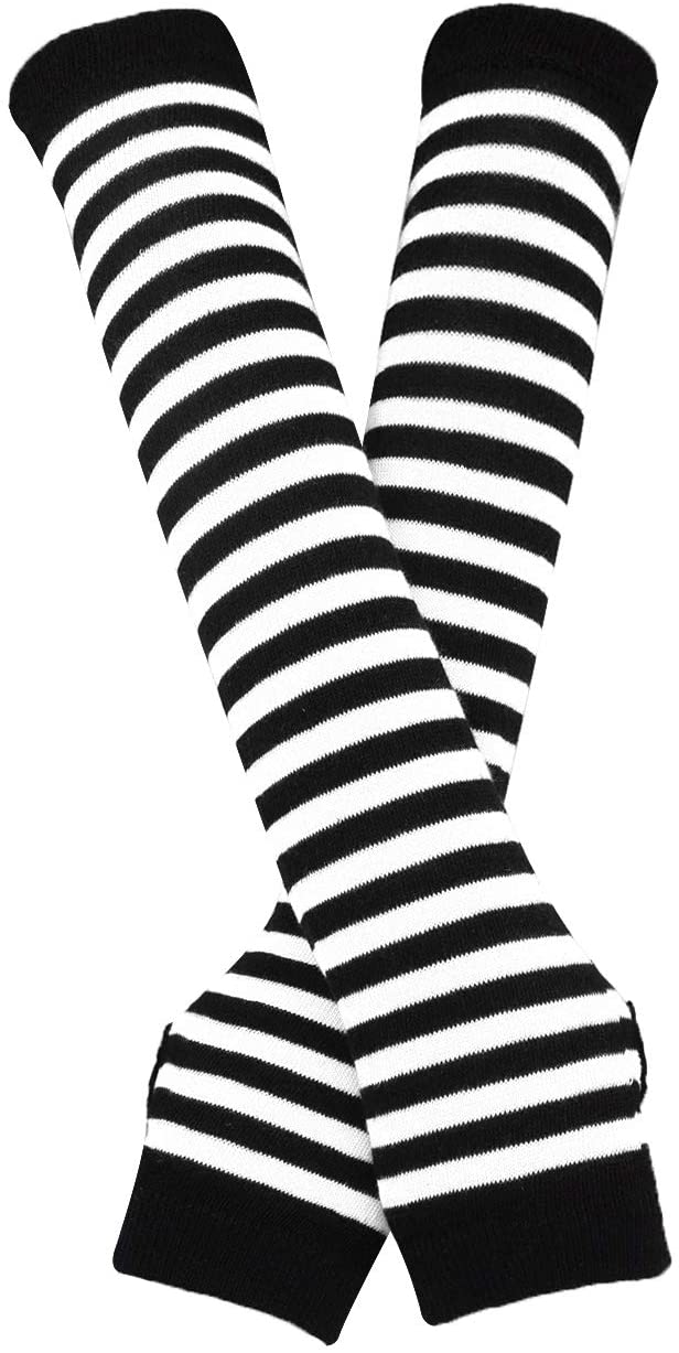 جوارب تدفئة طول الذراع مخططة اسود فى ابيض