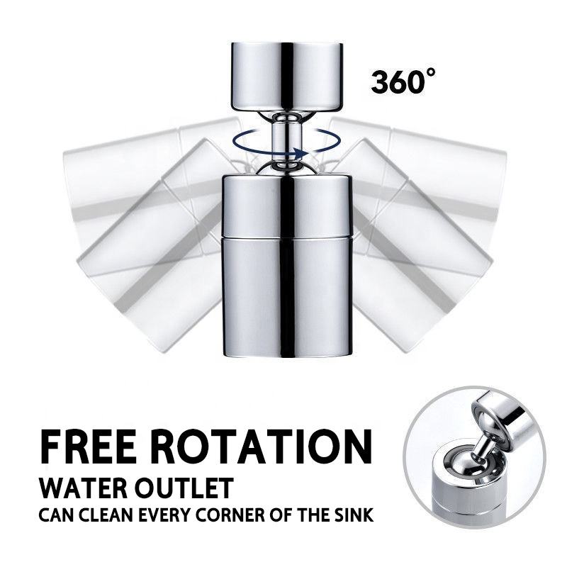 صنبور فلتر سبلاش عالمي - 720 درجة دوارة، مضاد للرذاذ، فوم غني بالأكسجين، رأس بخاخ صنبور قابل للدوران مع فلتر شبكة من 4 طبقات