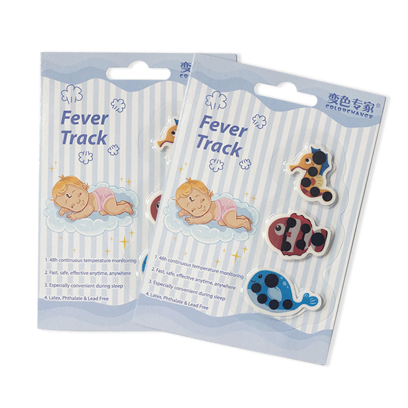 ملصقات الكرتون للجبهة للأطفال يسمح بمراقبة الحرارة أو درجة الحرارة بشكل مستمر لمدة تصل إلى 48 ساعة، لاصق ملون آمن ودقيق، وسريع | الشكل B|