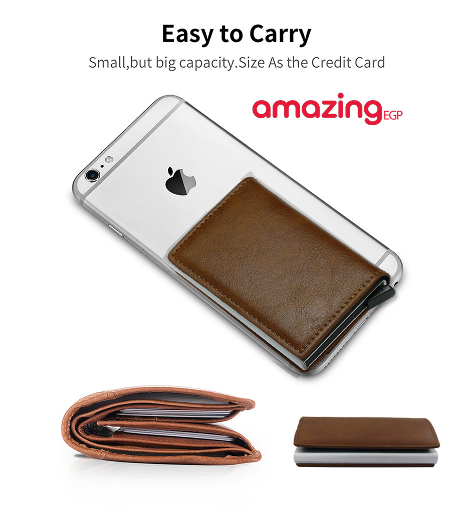 محفظة مزودة بحامل كروت من الجلد والياف الكربون للرجال ، محفظة رفيعة بتصميم ذكي صغير - مناسبة كهدية | كوفي|