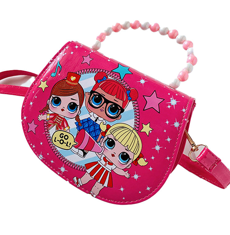 حقيبة سربرايز للأطفال حقيبة ساعي لؤلؤية عصرية للبنات والأميرات - أحمر