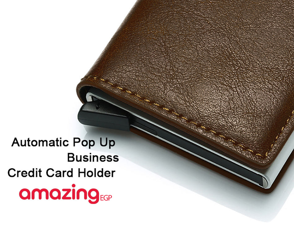 محفظة مزودة بحامل كروت من الجلد والياف الكربون للرجال ، محفظة رفيعة بتصميم ذكي صغير - مناسبة كهدية | كوفي|