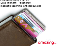 محفظة مزودة بحامل كروت من الجلد والياف الكربون للرجال ، محفظة رفيعة بتصميم ذكي صغير - مناسبة كهدية | كوفي|