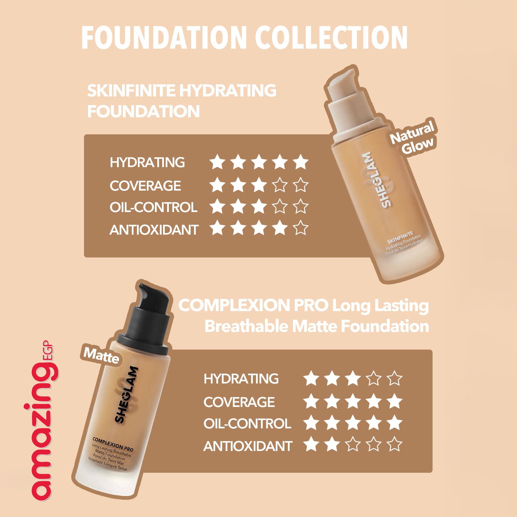 SHEGLAM Skinfinite عيِّنة كريم أساس مرطِّب بلمسة ندية – تغطية متوسطة قابلة للبناء، مظهر طبيعي خفيف، خالٍ من العطور والكحول، نباتي  –عينة 1.5 جم (Shade: Shell)