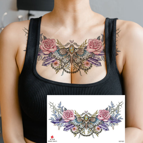 وشم مؤقت ضد الماء – وشم جناح ملصق وشم مؤقت زهري لفن الجسد – تصميمات جناح وزهرة مقاوم للماء للحفلات والمهرجانات | SGT-023