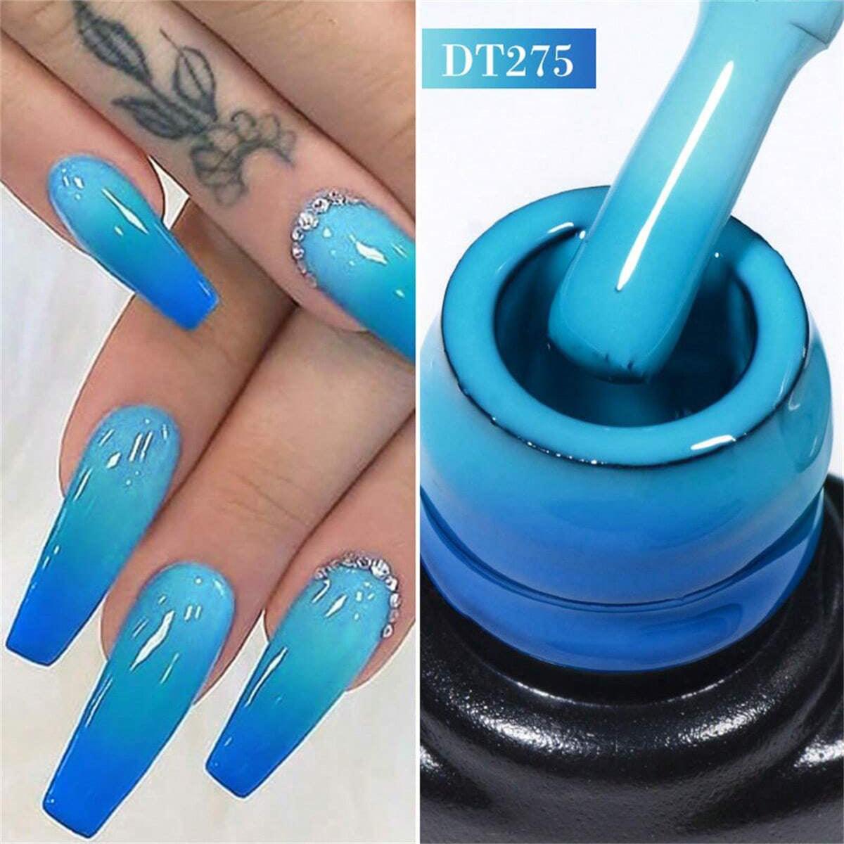 طلاء أظافر جيل حراري باللون الوردي الأرجواني ويتحول لثلاثة ألوان بتغيير درجة الحرارة يدوم فترة طويلة جزئيًا بإمكانية إزالته، يُستخدم لفن أظافر Uv جل Manicures لتزيين أظافر عيد الميلاد وتصميمها تحفة فنية | الأزرق (7 مل)