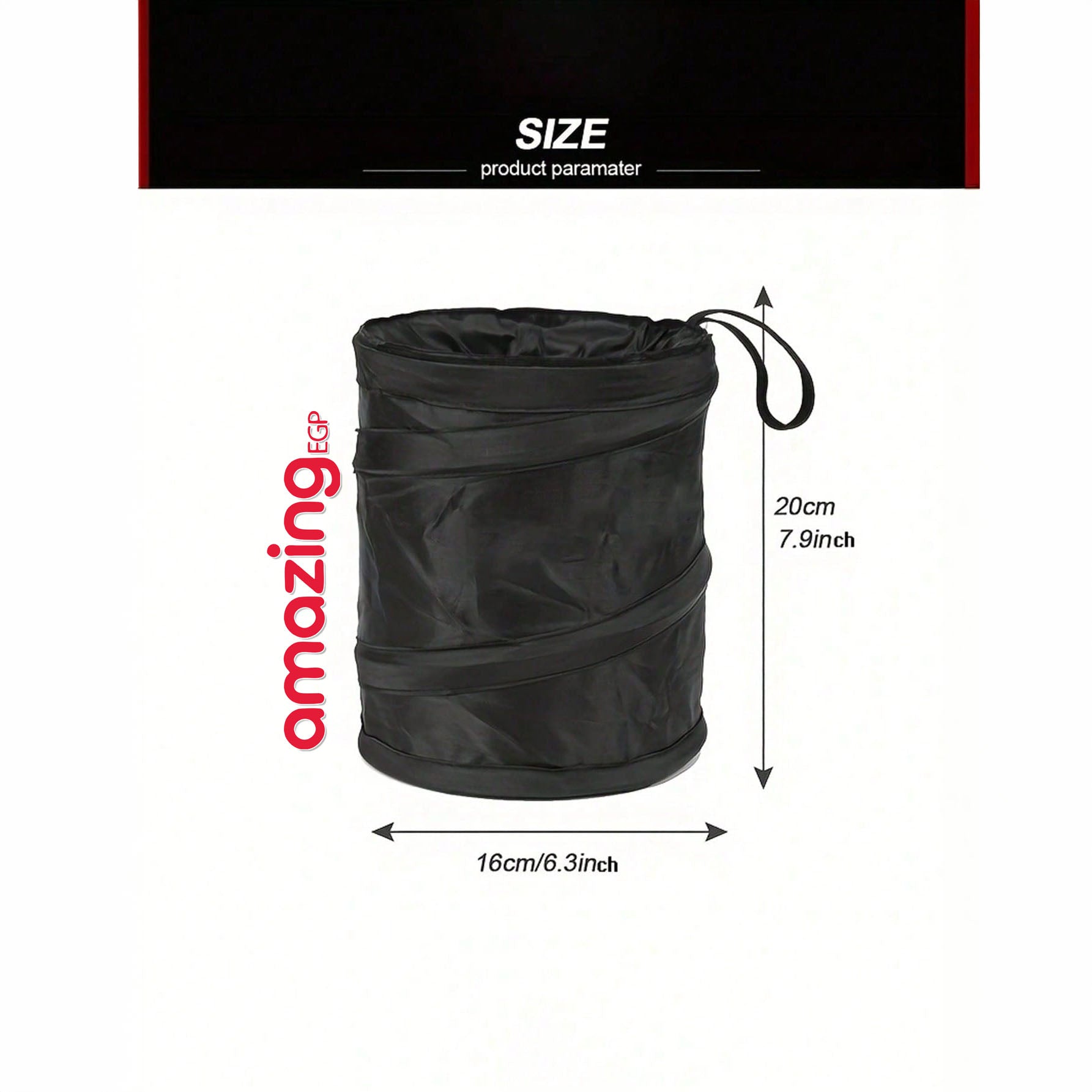 سلة قمامة للسيارة معلّقة على مسند المقعد – حقيبة قمامة بدون سحاب بحجم 15×20 سم (أسود)