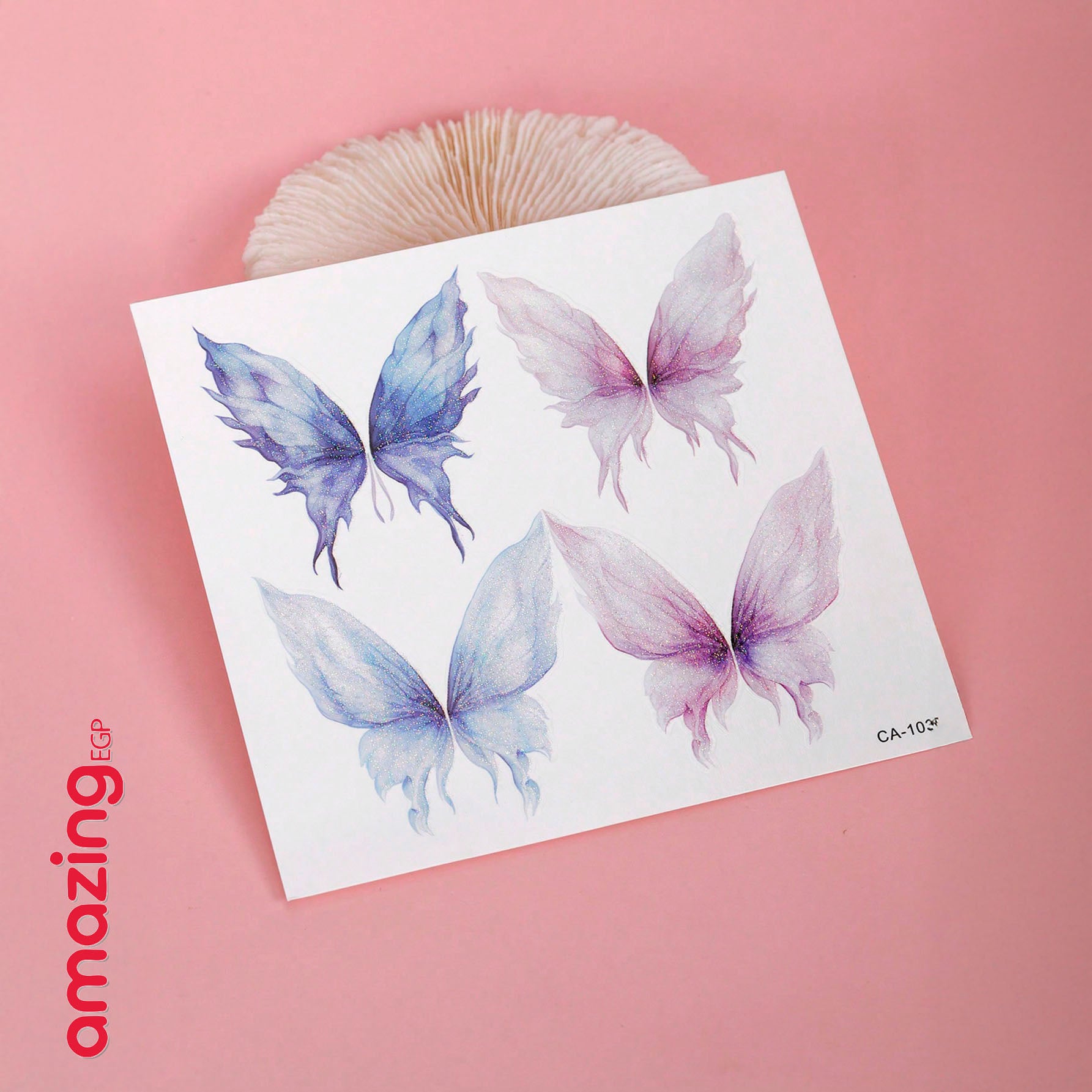 طقم وشم ملصقات فراشة لامعة بتصميم أبيض بلاتيني مرصع بالأحجار الكريمة للعين والجسم – 3 قطع