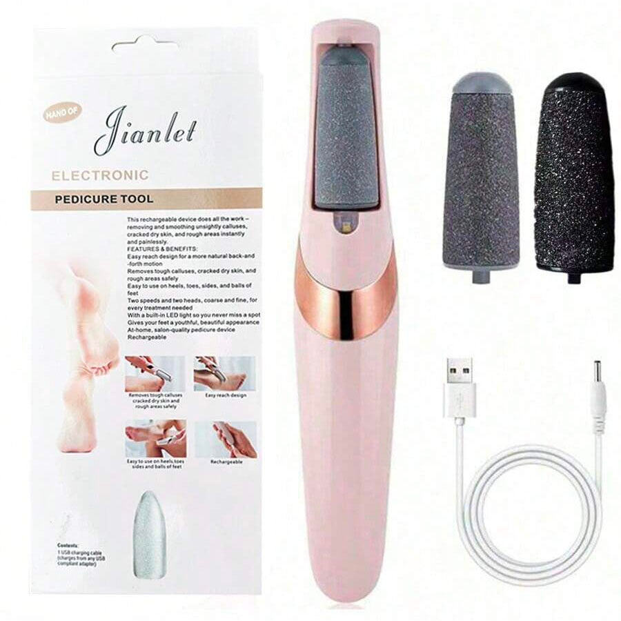 جهاز إزالة الكالوس الكهربائي للقدم – مبرد قدم إلكتروني قابل للشحن للعناية المنزلية بالقدم