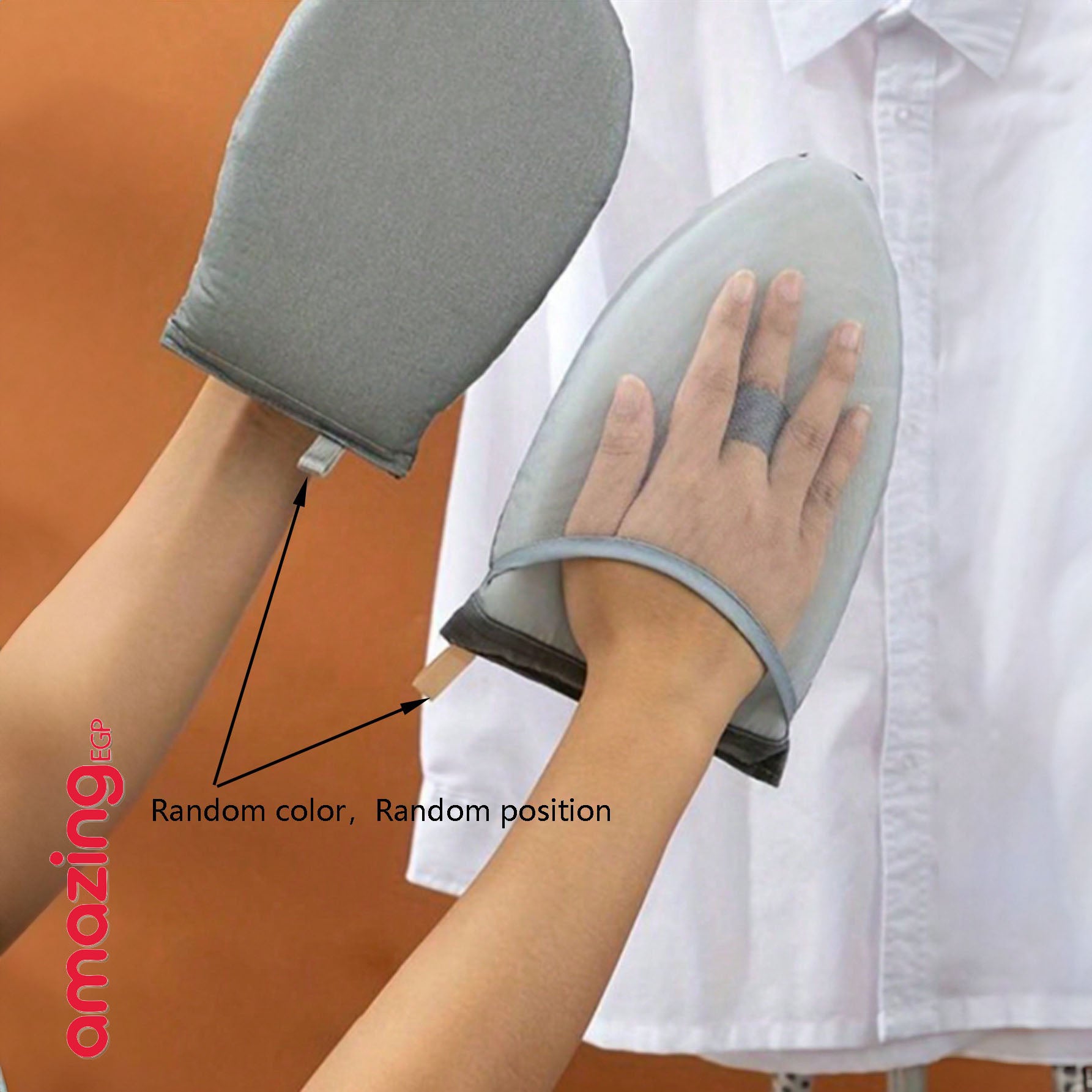 قفاز كي بالبخار مع حلقة للأصابع – مقاوم للحرارة ومانع للبخار لوح كي صغير وسادة كي مقاومة للحرارة | لون رمادي