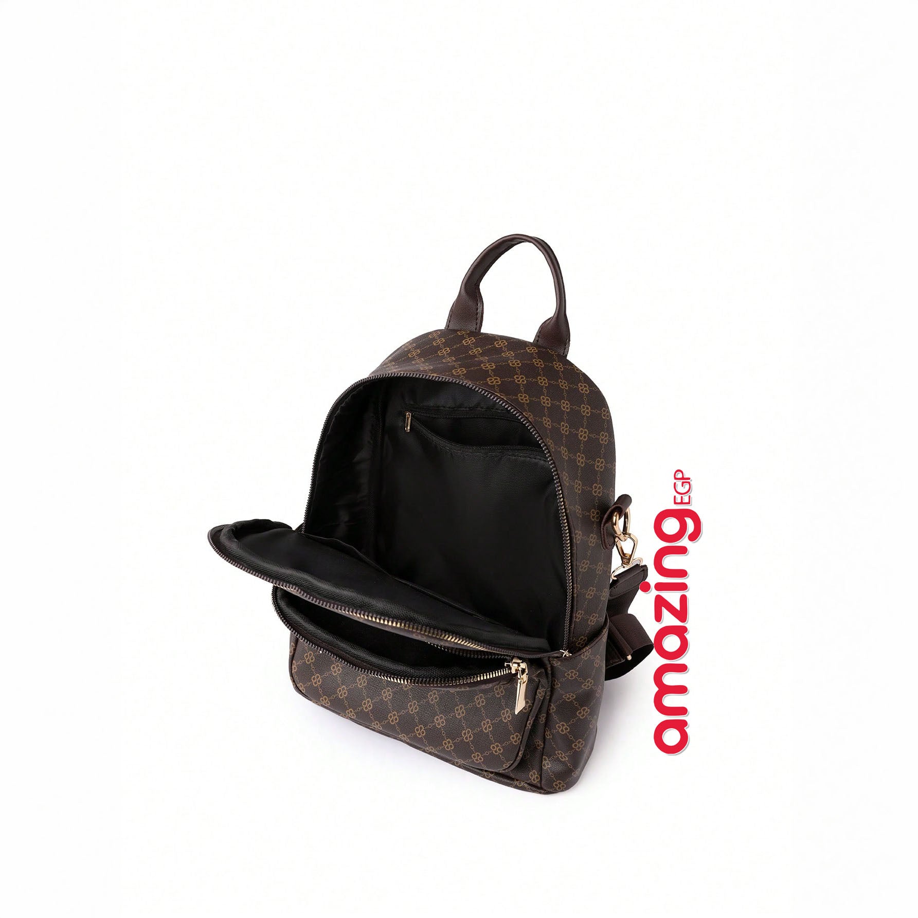 حقيبة ظهر نسائية عتيقة متعددة الاستخدامات – شنطة جامعة وسفر من جلد صناعي PU بنمط مربعات