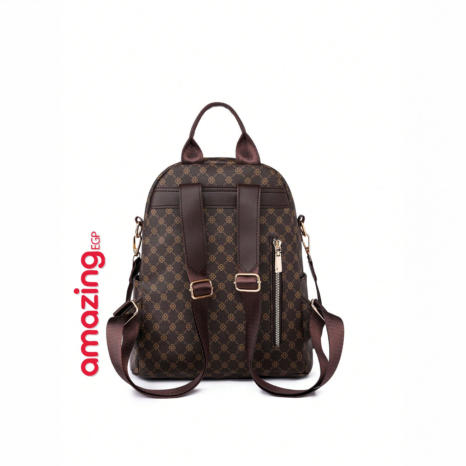 حقيبة ظهر نسائية عتيقة متعددة الاستخدامات – شنطة جامعة وسفر من جلد صناعي PU بنمط مربعات