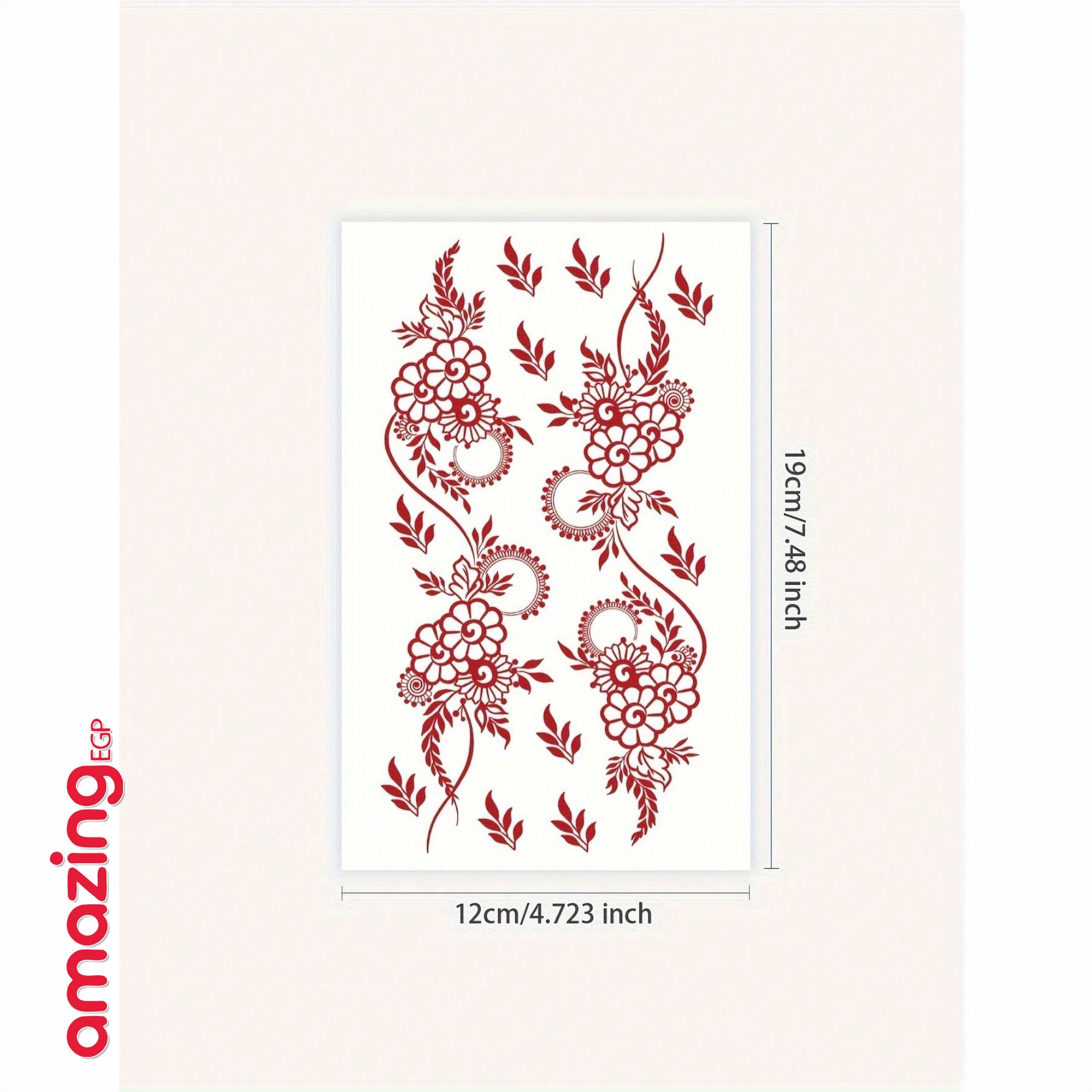 ملصقات وشم مؤقت بنقوش زهور الحناء الحمراء – ألوان بني وأحمر وكستنائي للأظافر والجسم للمناسبات والأعراس