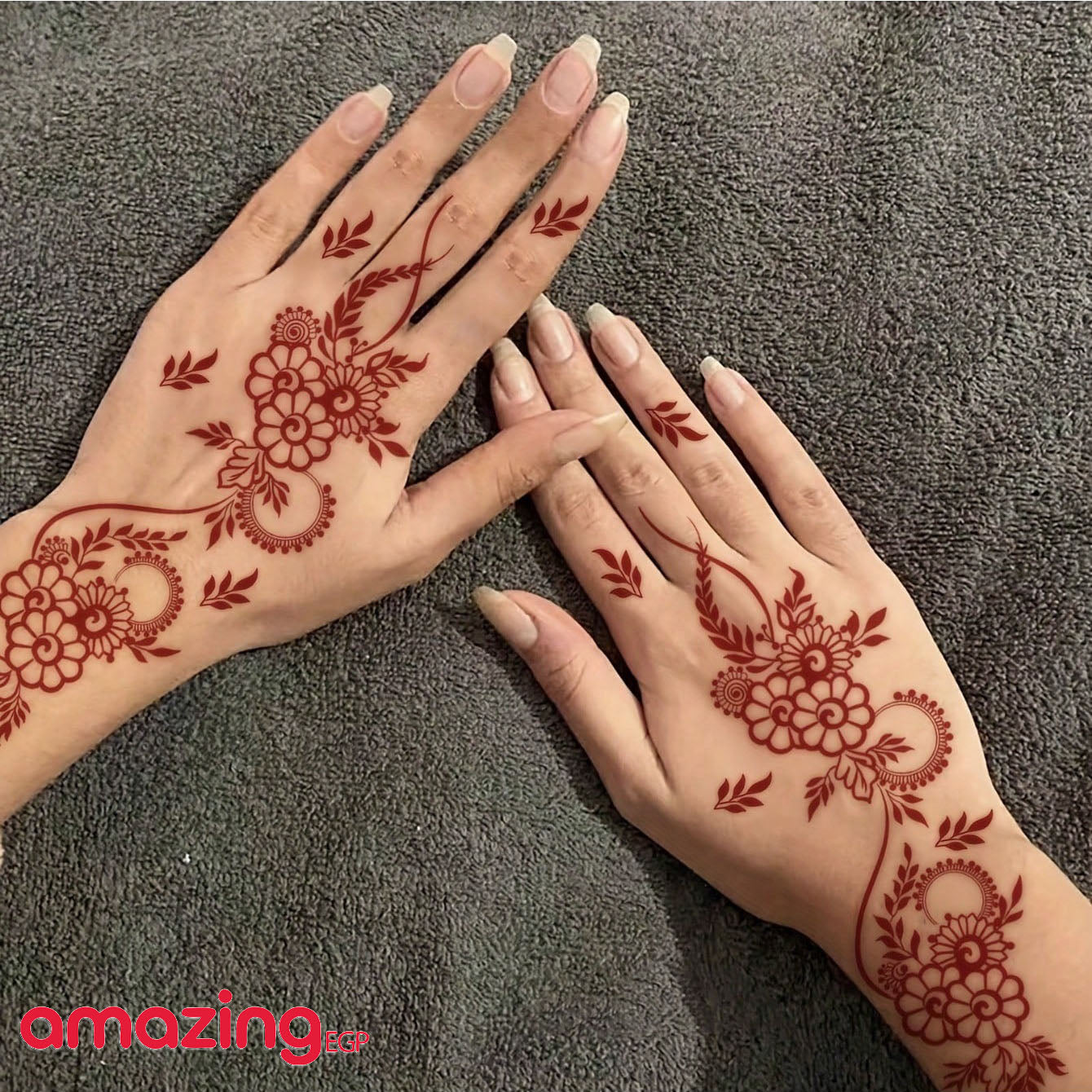 ملصقات وشم مؤقت بنقوش زهور الحناء الحمراء – ألوان بني وأحمر وكستنائي للأظافر والجسم للمناسبات والأعراس