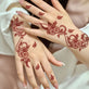 ملصقات وشم مؤقت بنقوش زهور الحناء الحمراء – ألوان بني وأحمر وكستنائي للأظافر والجسم للمناسبات والأعراس