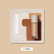 SHEGLAM Skinfinite عيِّنة كريم أساس مرطِّب بلمسة ندية – تغطية متوسطة قابلة للبناء، مظهر طبيعي خفيف، خالٍ من العطور والكحول، نباتي  –عينة 1.5 جم (Shade: Shell)
