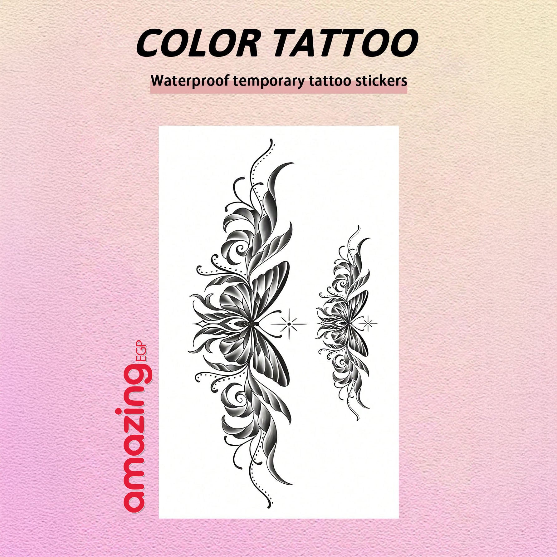 وشم مؤقت فراشة متعدد الألوان مقاوم للماء والعرق – الجسم للرقص والحفلات الفنية – مقاوم للماء ويُخفي الندوب | WG -022