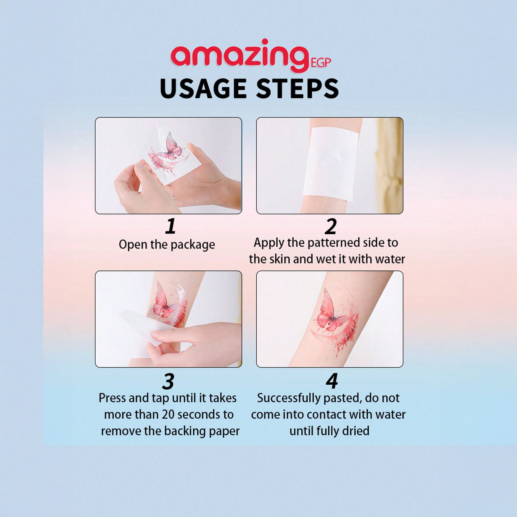 وشم مؤقت فراشة متعدد الألوان مقاوم للماء والعرق – الجسم للرقص والحفلات الفنية – مقاوم للماء ويُخفي الندوب | WG -022