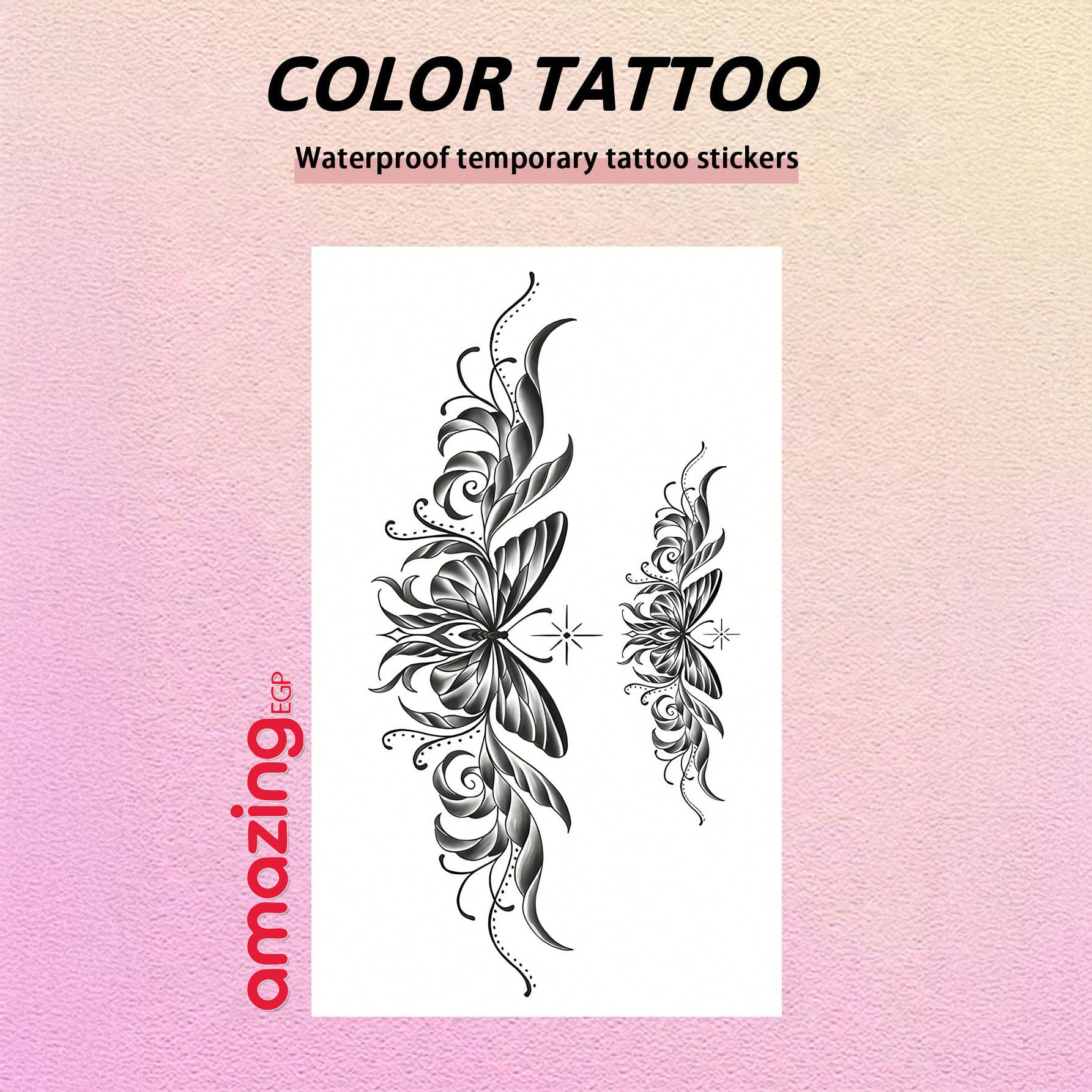 وشم مؤقت فراشة متعدد الألوان مقاوم للماء والعرق – الجسم للرقص والحفلات الفنية – مقاوم للماء ويُخفي الندوب | WG -022