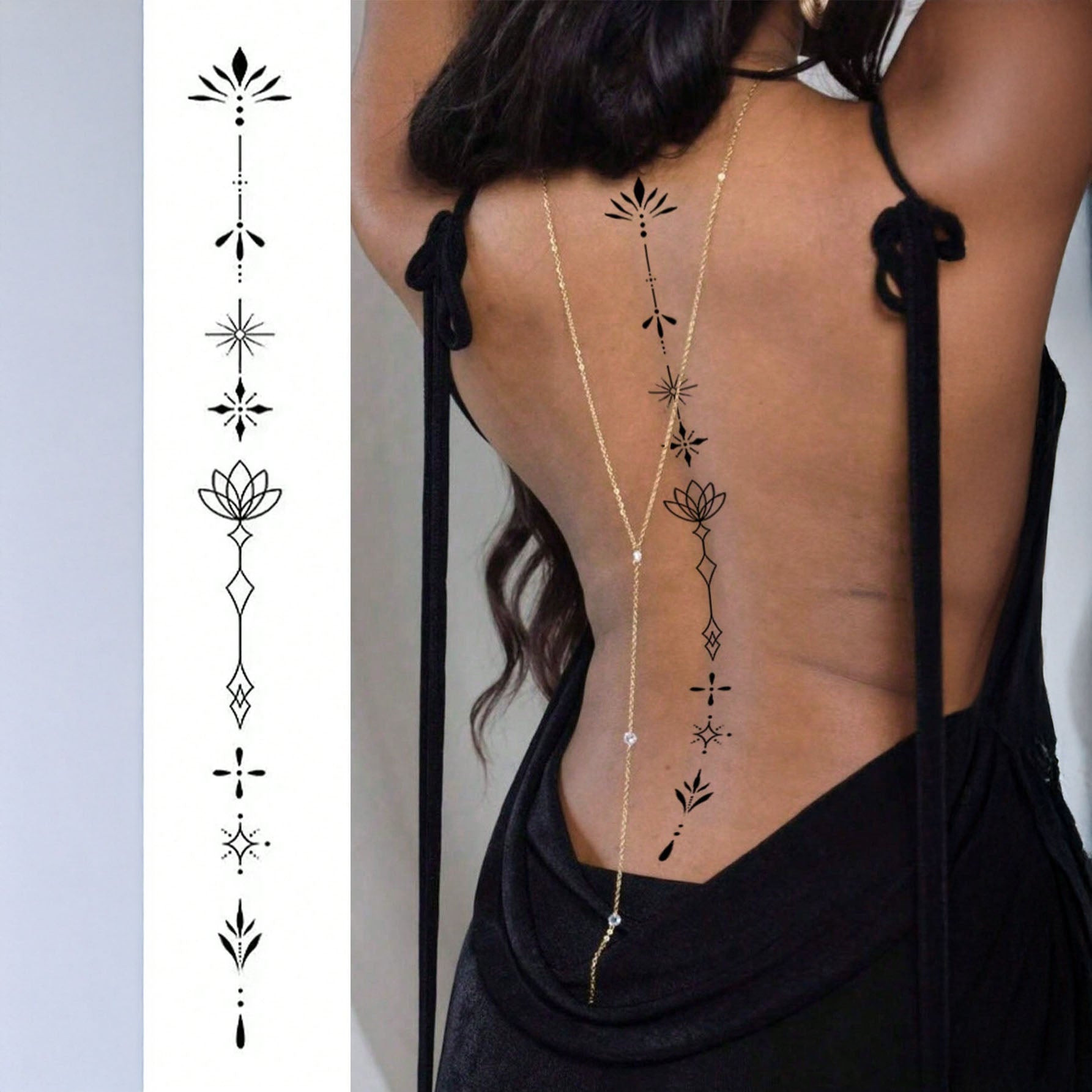 وشم مؤقت ضد الماء –وشم ظهر مؤقت كبير الحجم مقاوم للماء – تصميم أنيق يدوم 7–14 يومًا للحفلات والمهرجانات | HJ-017