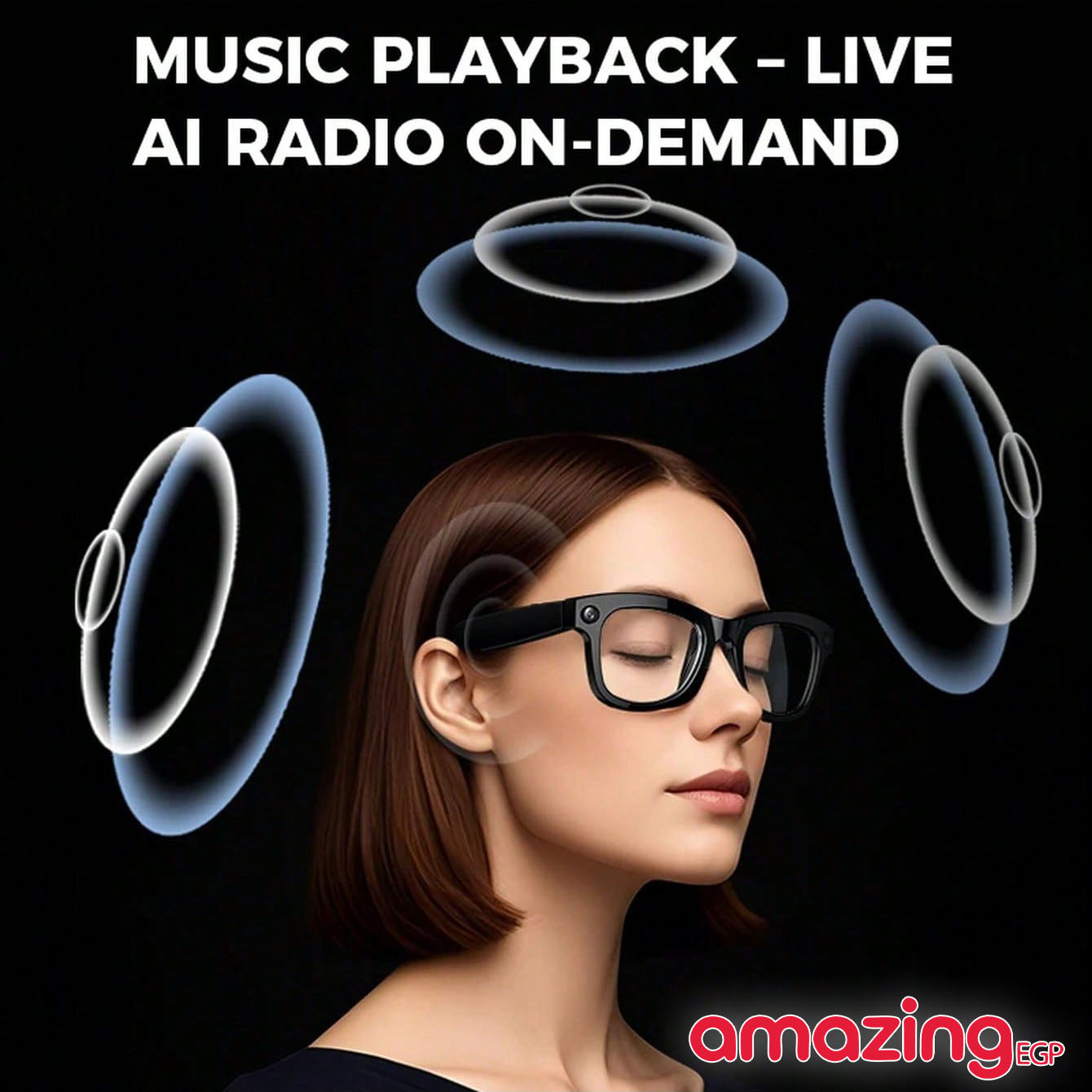 نظارات ذكية M01 Pro بكاميرا AI 4K – ترجمة فورية + دعم ChatGPT + واي فاي وبلوتوث 5.3  (اطار اسود - عدسة اسود)