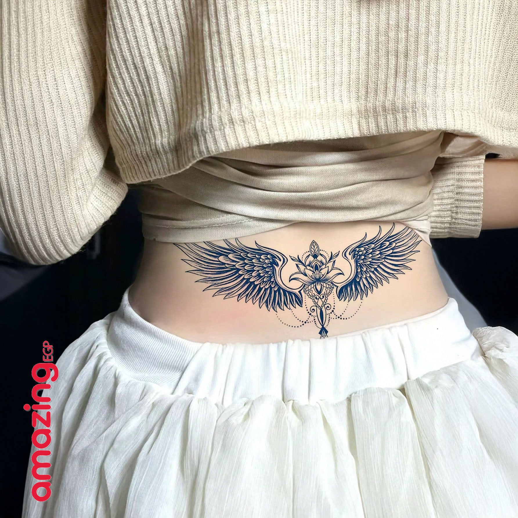 وشم مؤقت ضد الماء – وشم جناح مؤقت نباتي مقاوم للماء – تصميمات جناح وزهرة ومنديلا يدوم 7–14 يومًا للحفلات والمهرجانات | GZXT-040