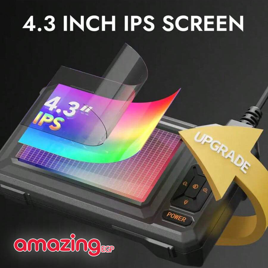 كاميرا فحص منظارية صناعية بشاشة 4.3 بوصة HD وإضاءة LED – كابل شبه صلب 5 متر مقاوم للماء IP67 للأعطال والسباكة والسيارات - ES04