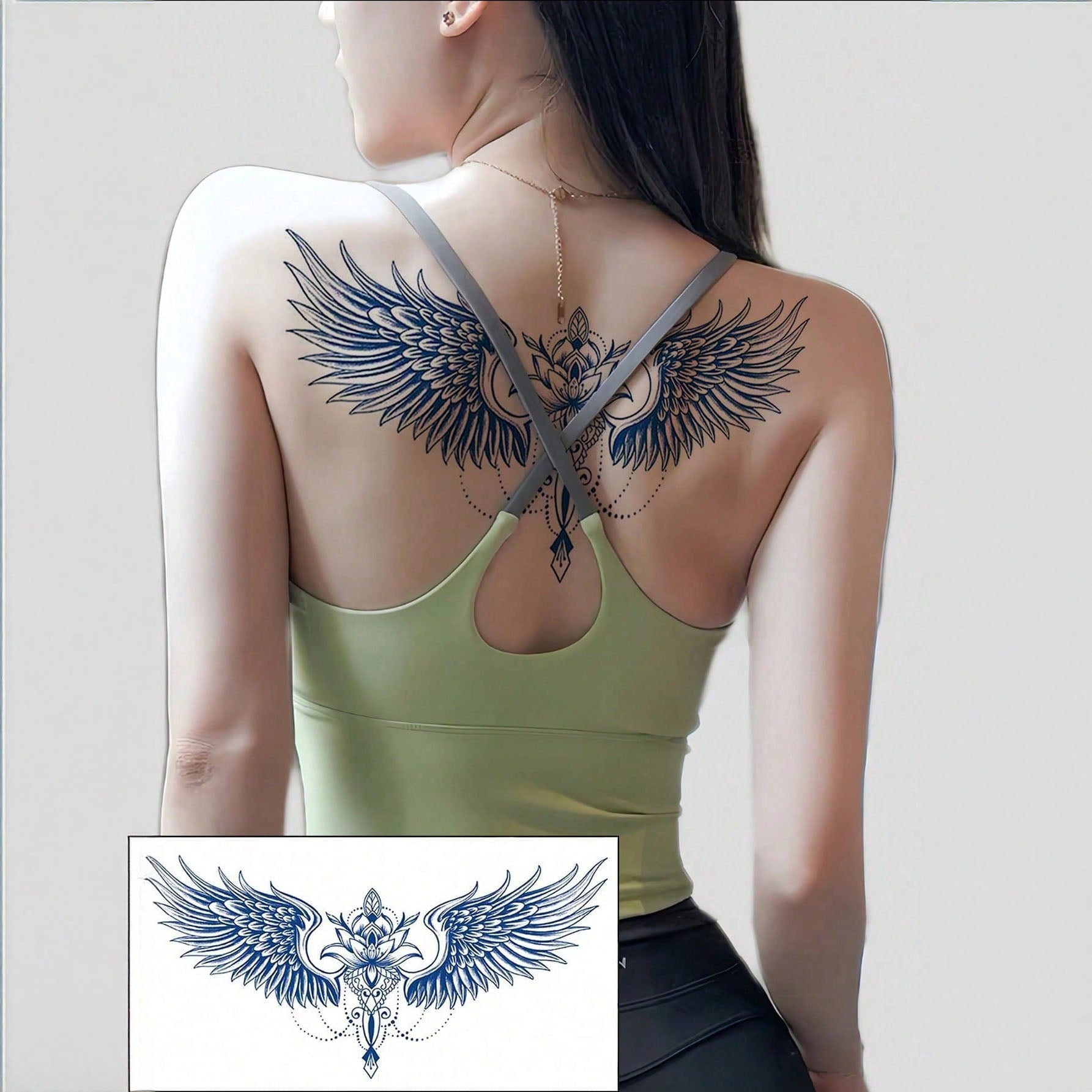 وشم مؤقت ضد الماء – وشم جناح مؤقت نباتي مقاوم للماء – تصميمات جناح وزهرة ومنديلا يدوم 7–14 يومًا للحفلات والمهرجانات | GZXT-040