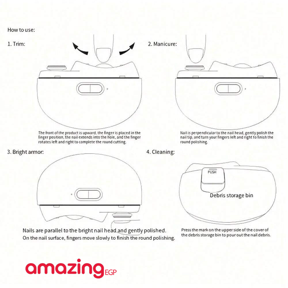 قصافة أظافر كهربائية آلية لتقليم الأظافر وصقلها لليدين والأقدام، مقص أظافر أوتوماتيكي، مقص أظافر كهربائي، 2 في 1، مقص أظافر محمول مع ضوء وسرعتين ومبرد ومشبك أظافر قابل لإعادة الشحن وأداة تشذيب آمنة للأطفال والبالغين وكبار السن