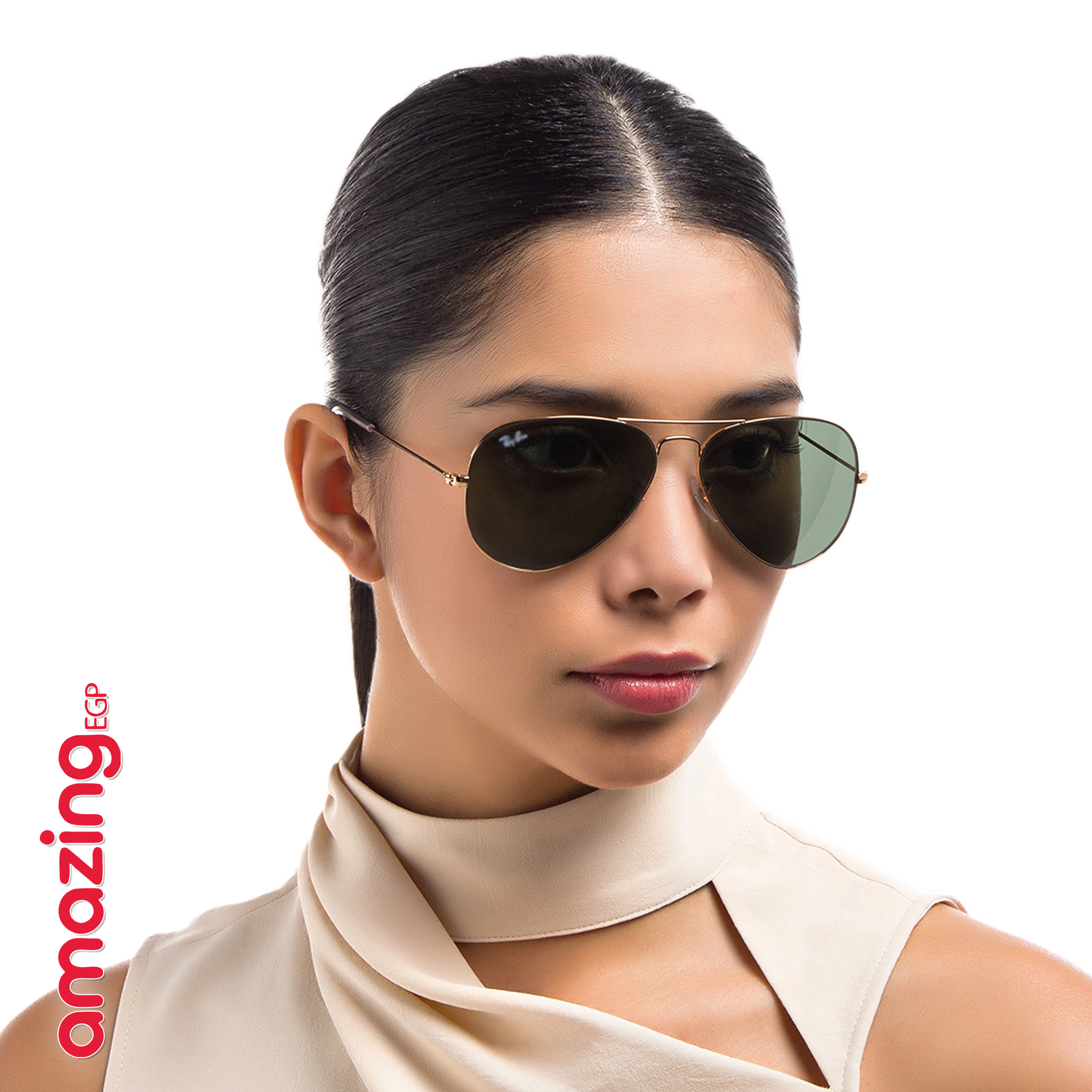 نظارات شمسية Aviator كلاسيكية بإطار ذهبي وعدسات Crystal Green زجاجية – حماية UV100% – للرجال والنساء