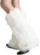 زوج أغطية ساق فرو صناعي طويلة للنساء – Leg Warmers شتوية ناعمة لتدفئة الساق، أغطية أحذية من الفرو الصناعي لإطلالات الشتاء والحفلات – أبيض