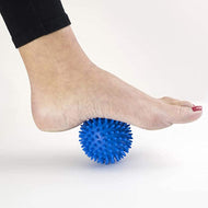 كرة تدليك بنتوءات مدببة من بلاستيك بي في سي لتدليك العضلات وتمرين اليد والقدم، كرة تدليك لتخفيف آلام اليد والقدم، كرة محمولة للعلاج الطبيعي - ازرق
