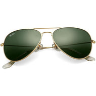 نظارات شمسية Aviator كلاسيكية بإطار ذهبي وعدسات Crystal Green زجاجية – حماية UV100% – للرجال والنساء