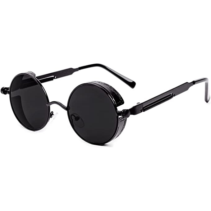 نظارات شمسية معدنية دائرية للرجال والنساء نظارات عصرية بتصميم كلاسيكي نظارات -اسود