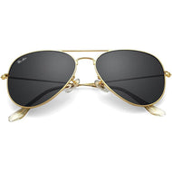 نظارات شمسية Aviator كلاسيكية بإطار ذهبي وعدسات Black Polarized زجاجية – حماية UV100% – للرجال والنساء