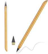 قلم رصاص معدني بدون حبر قابل لاعادة الاستخدام بلانهاية يدوم طويلاً ،اقلام رصاص معدنية انيقة للرسم الفني والتخطيط قابل للمسح قلم رصاص معدني جرافيت لا نهائي - ذهبي
