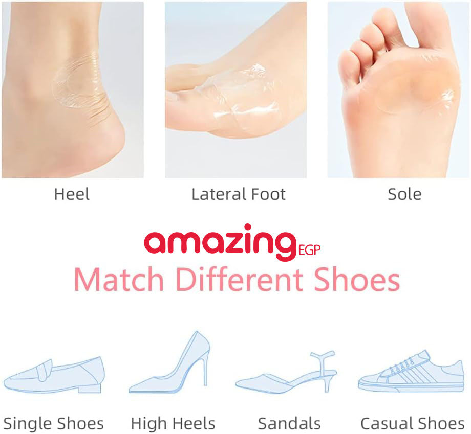 لاصقات جل لحماية كعب القدم ومنع التقرحات – شفافة، مقاومة للماء ومضادة للاحتكاك - XL